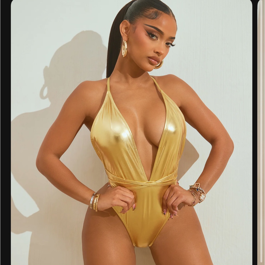 Brand New Gold Metallic Bath Suit